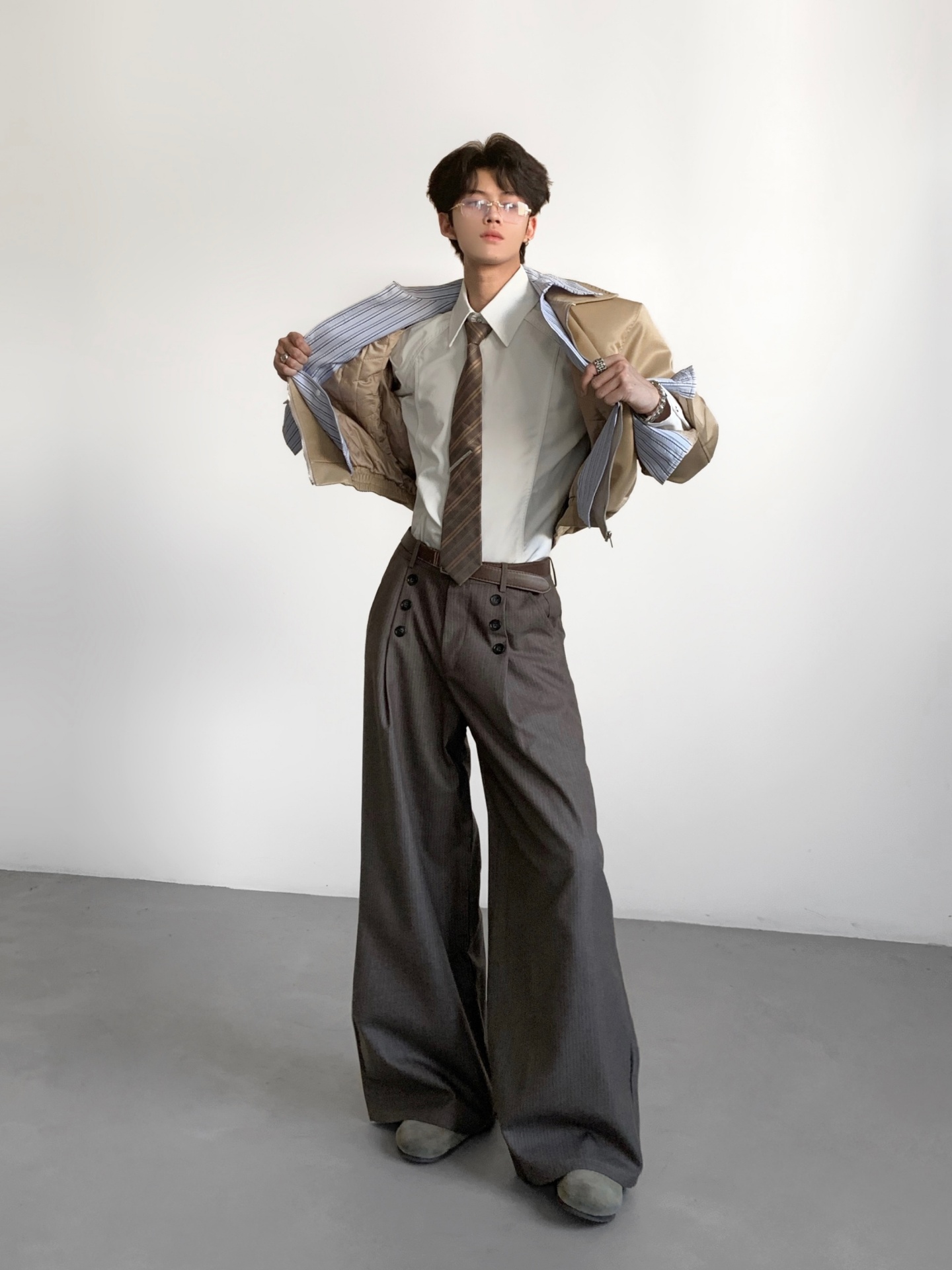 Tailored Trouser Wide - بنطلون رجالي كاجوال مخطط من Ace