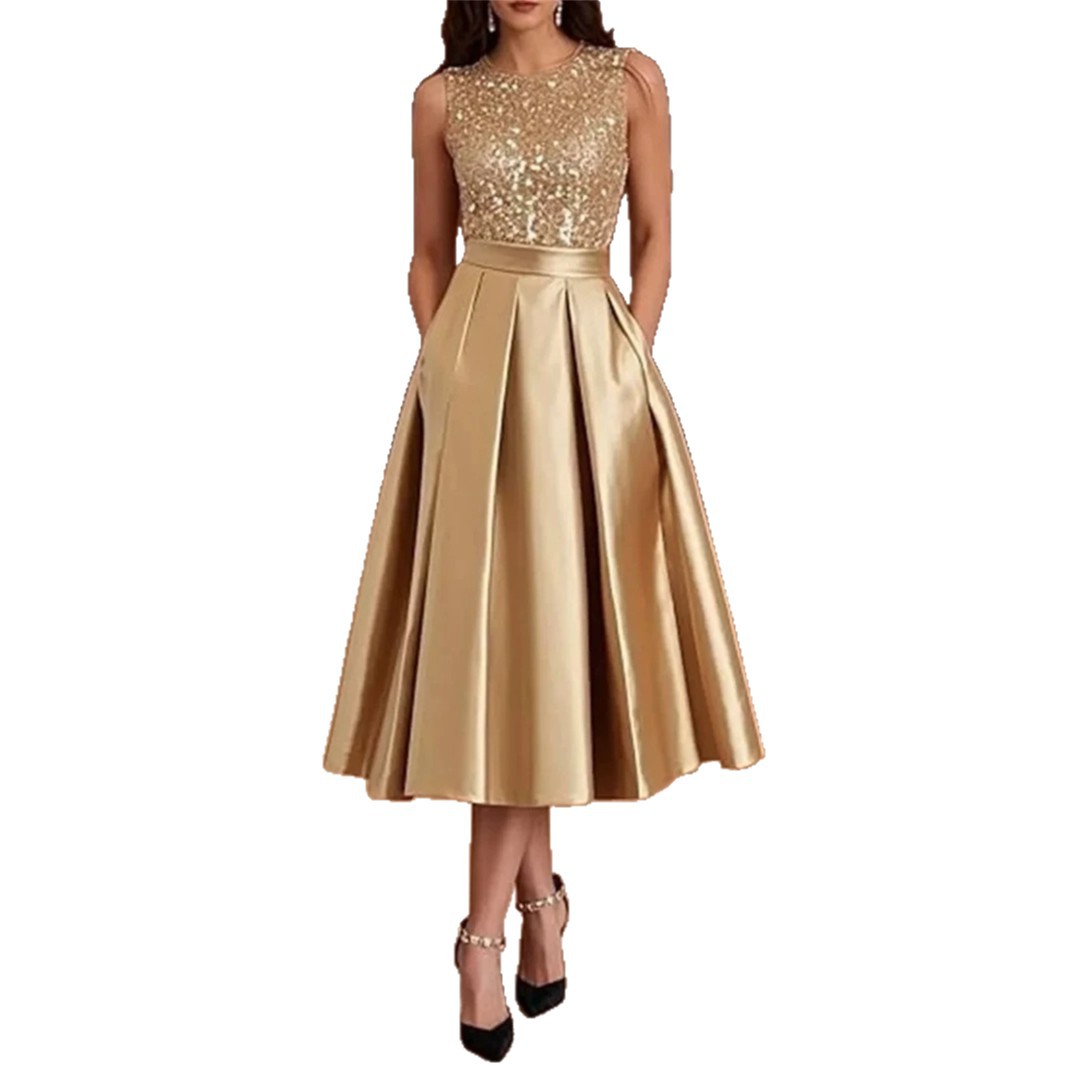 Midi Dress - فستان ميدي نسائي من الساتان باللون