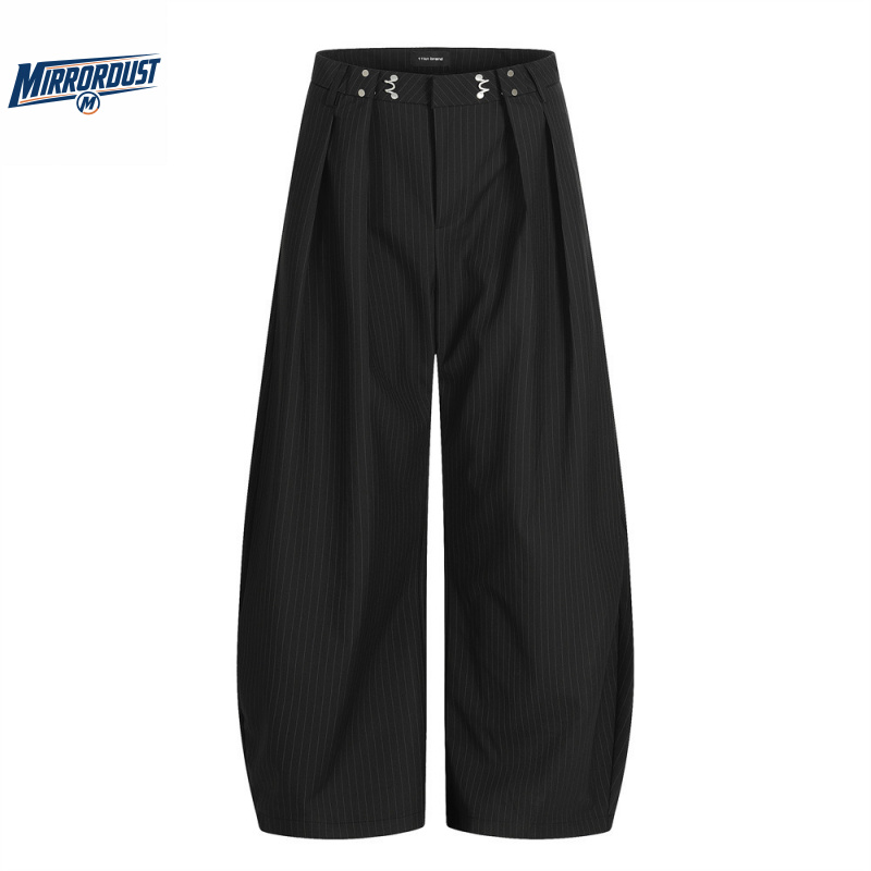 Tailored Trouser Wide - بنطلون رجالي واسع الساق بخطوط رفيعة،