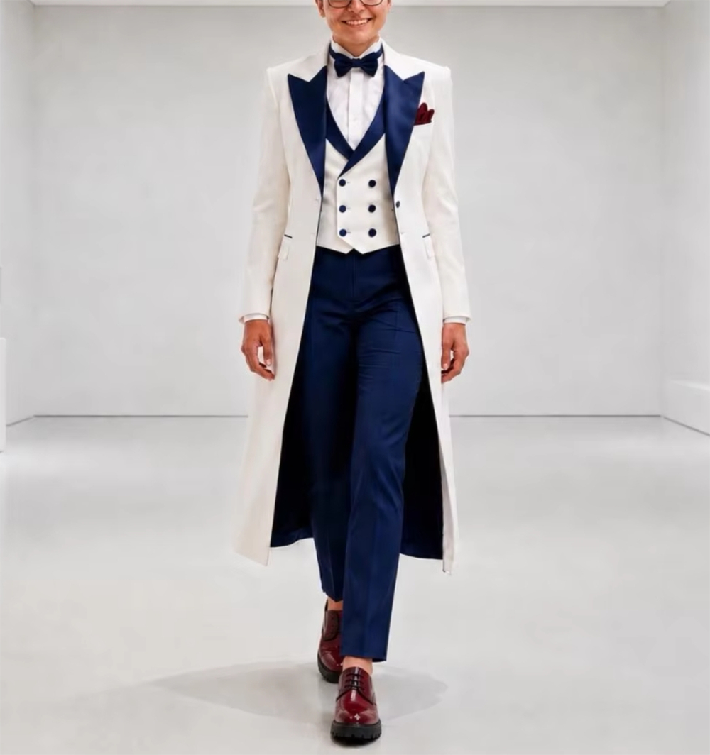 سترة نسائية زرقاء داكنة وبيضاء - مراجعة Womens Blazer وسعره